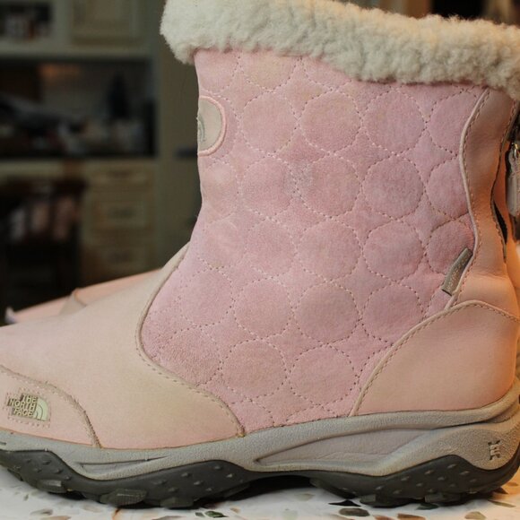 The North Face Women's Pink Leather/Suede Winter Snow Boots 8 M Faux Fur Zip - Picture 5 of 14
